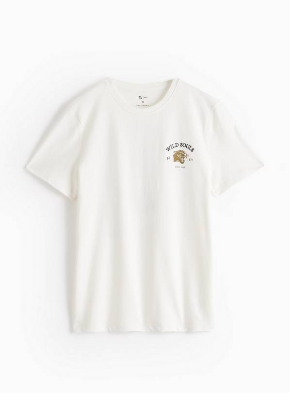 Cream Wild Souls Slogan T-Shirt XL