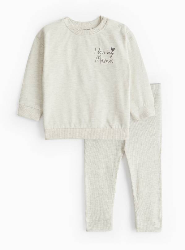 Grey Love Slogan Sweatshirt & Leggings Set 9-12 months