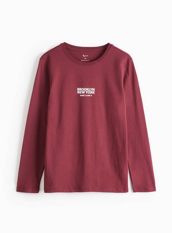 Burgundy Brooklyn Graphic Long Sleeve T-Shirt XXXL