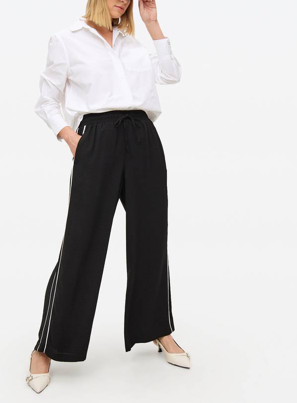 Black Side Stripe Wide Leg Trousers  10