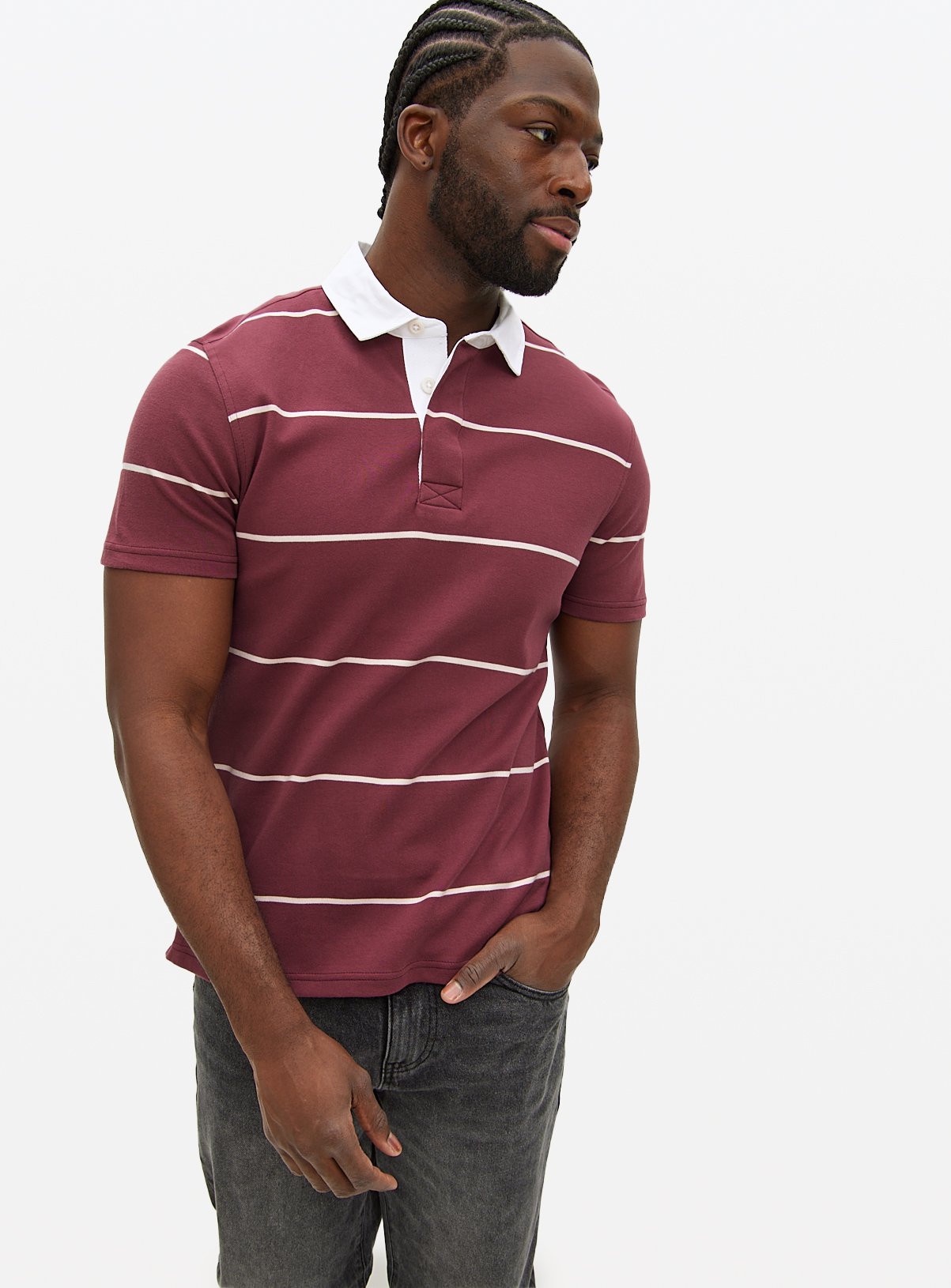 Men's Red Short Sleeve Rugby Polo Shirt