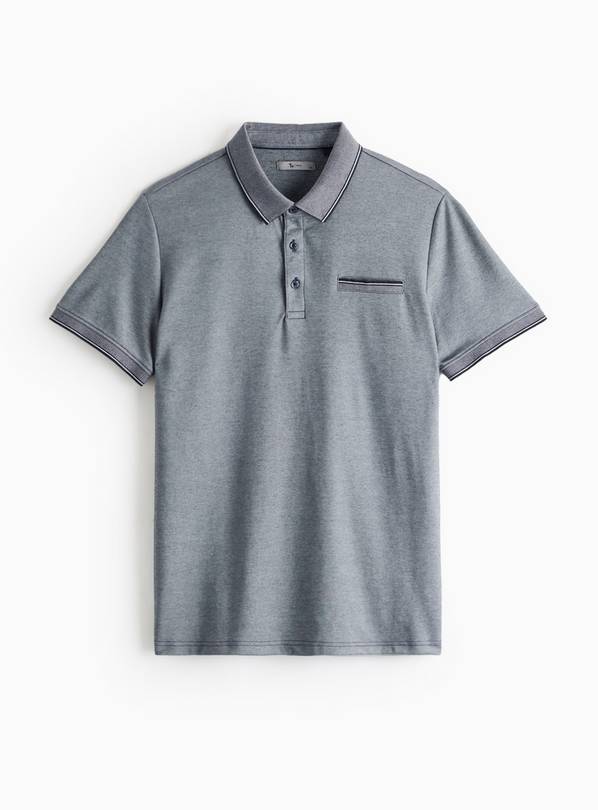 Navy Two Tone Polo Shirt L