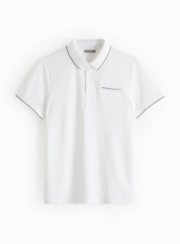 White Two Tone Polo Shirt XXL