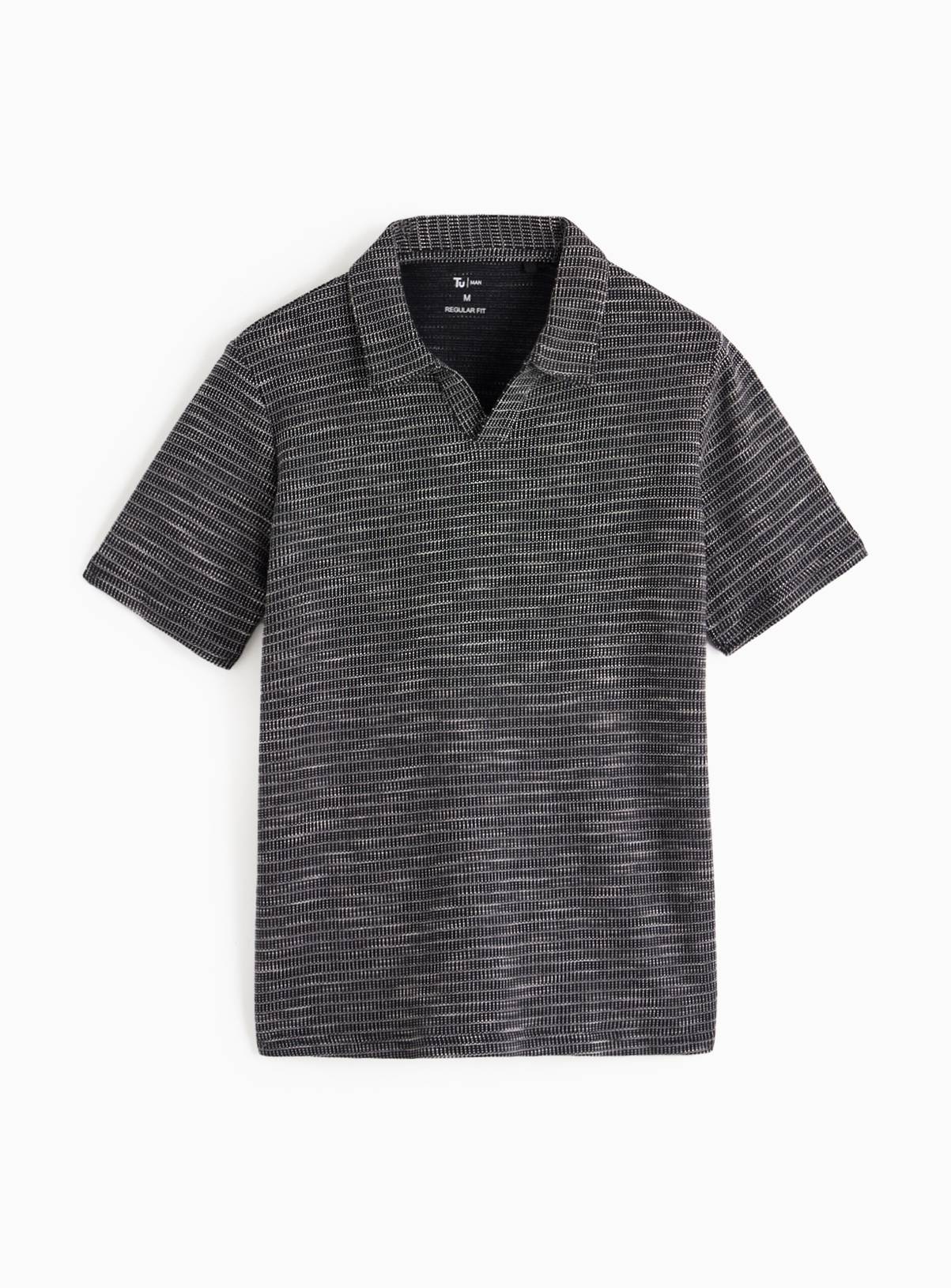 Black Revere Collar Polo Shirt XL - Image 3