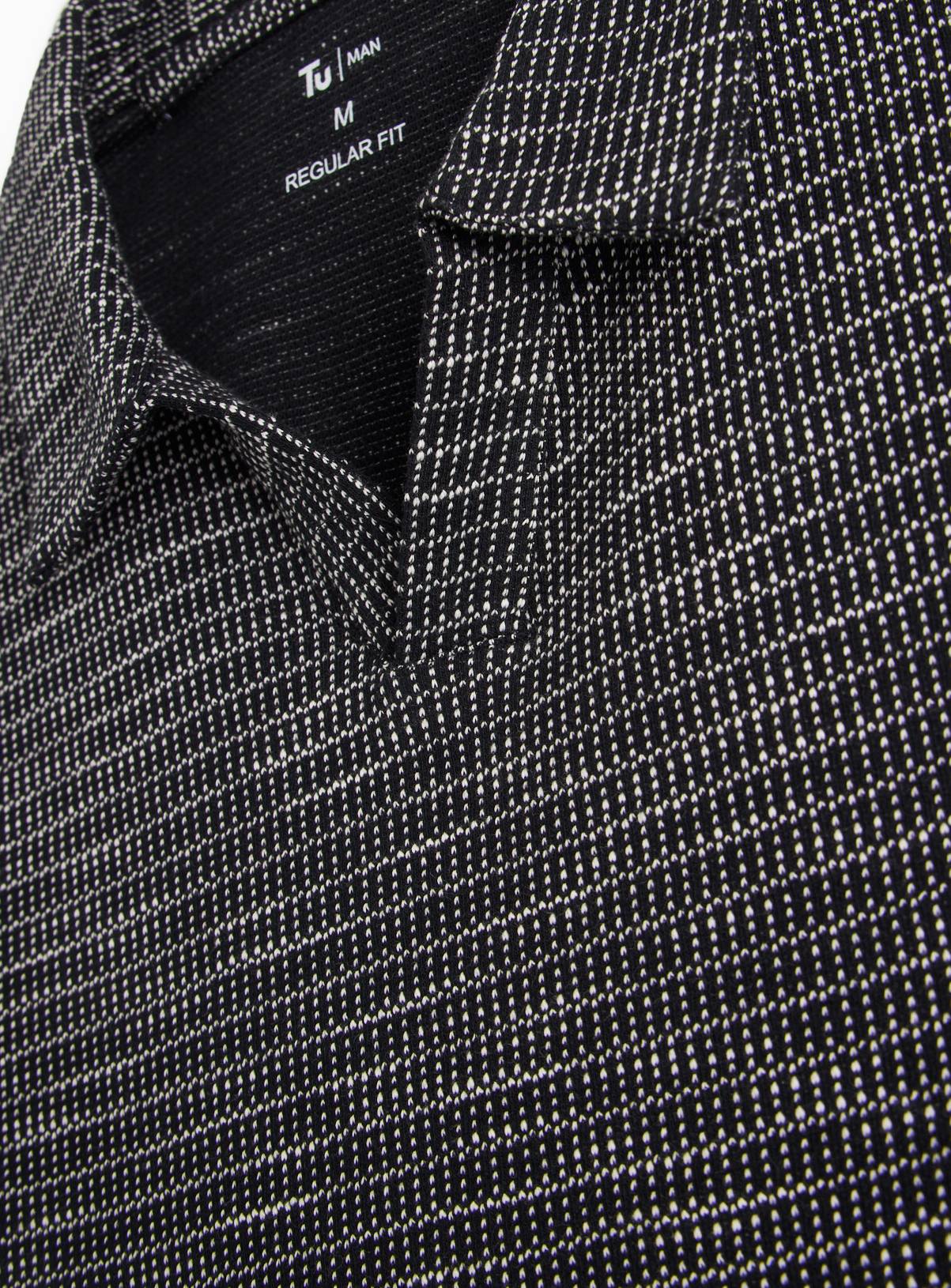 Black Revere Collar Polo Shirt XL - Image 4