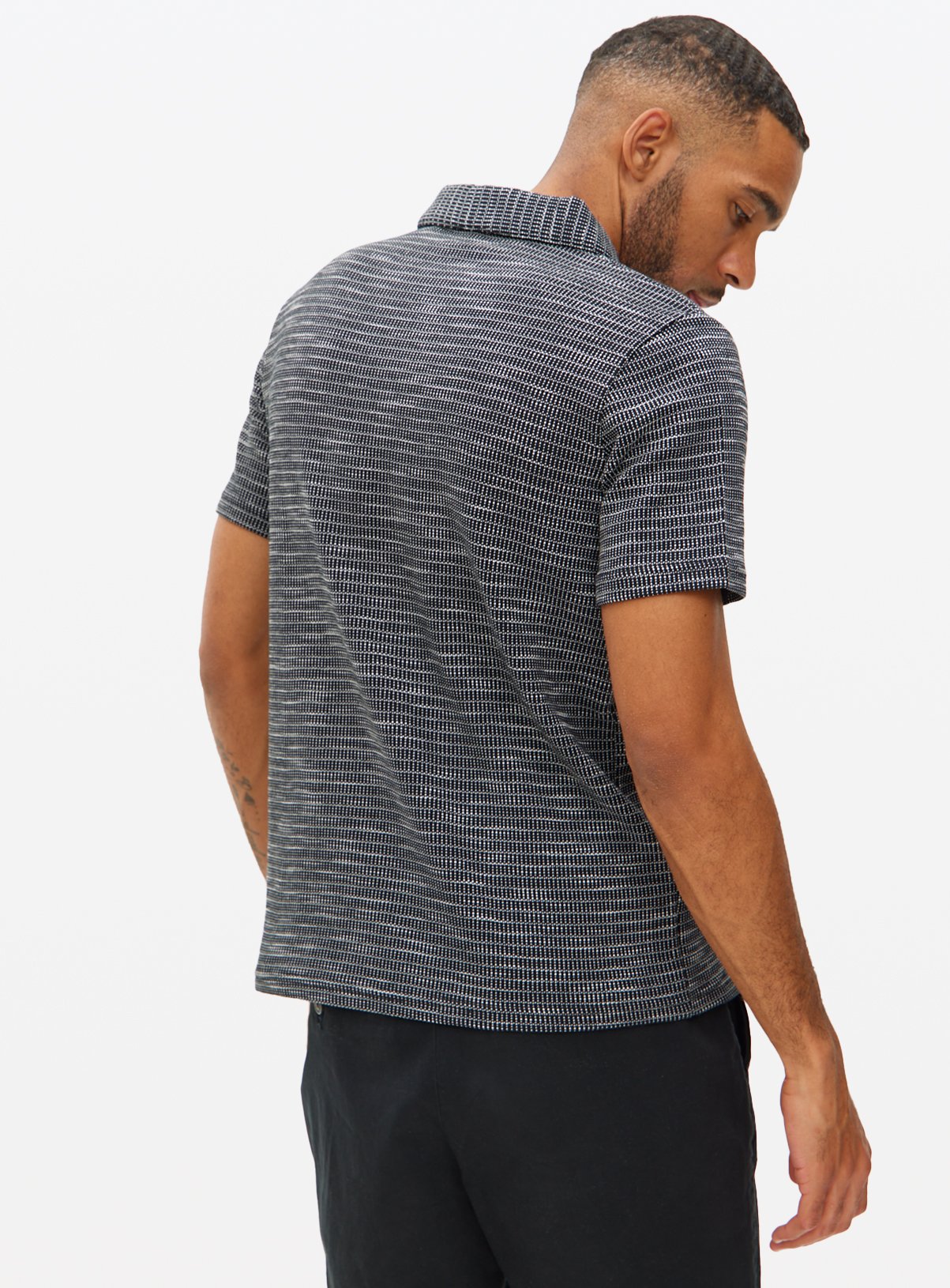 Black Revere Collar Polo Shirt XL - Image 5 thumbnail