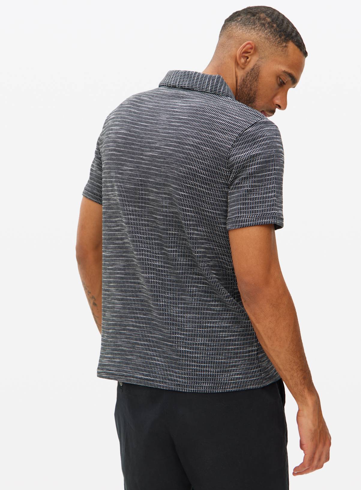 Black Revere Collar Polo Shirt XL - Image 5