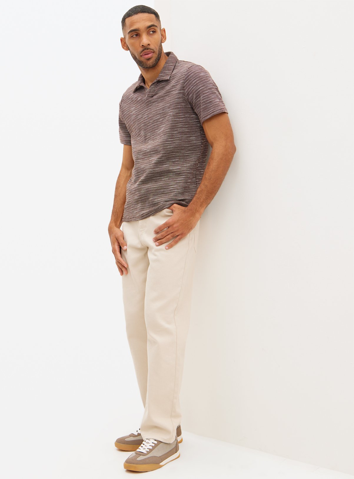 Brown Revere Collar Polo Shirt XL - Image 2 thumbnail