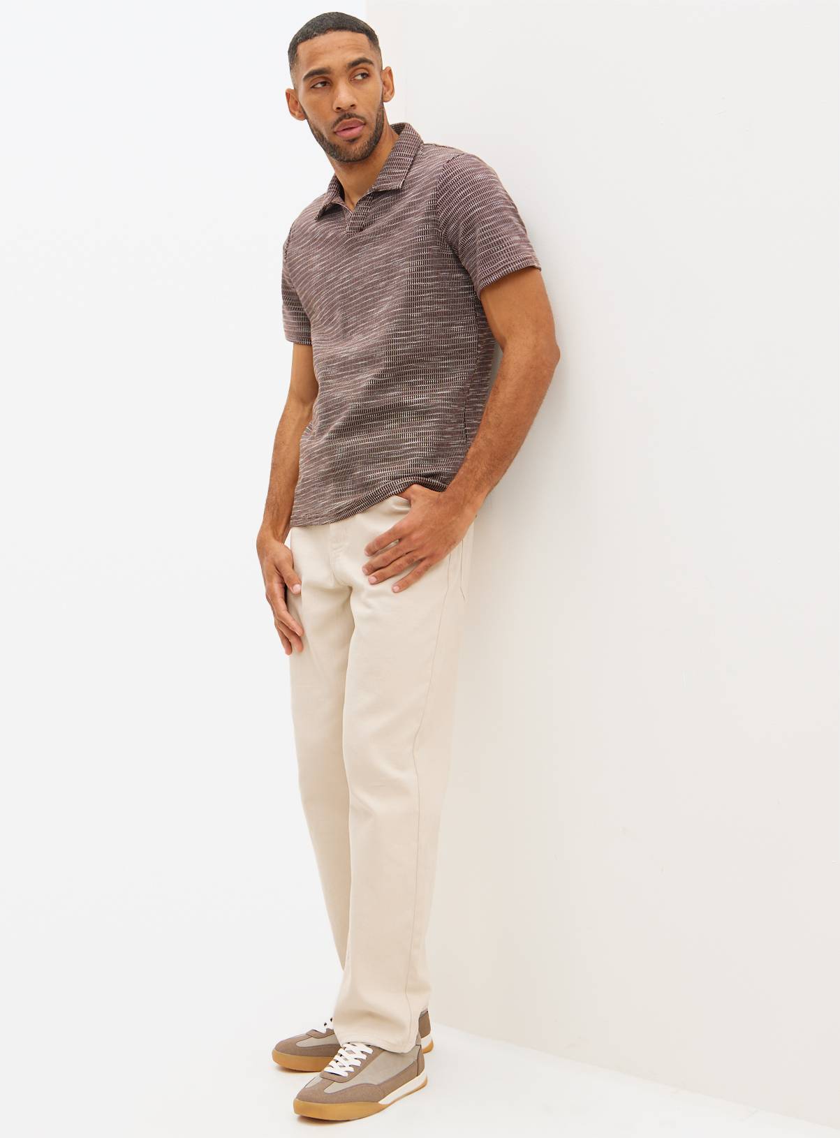 Brown Revere Collar Polo Shirt XL - Image 2