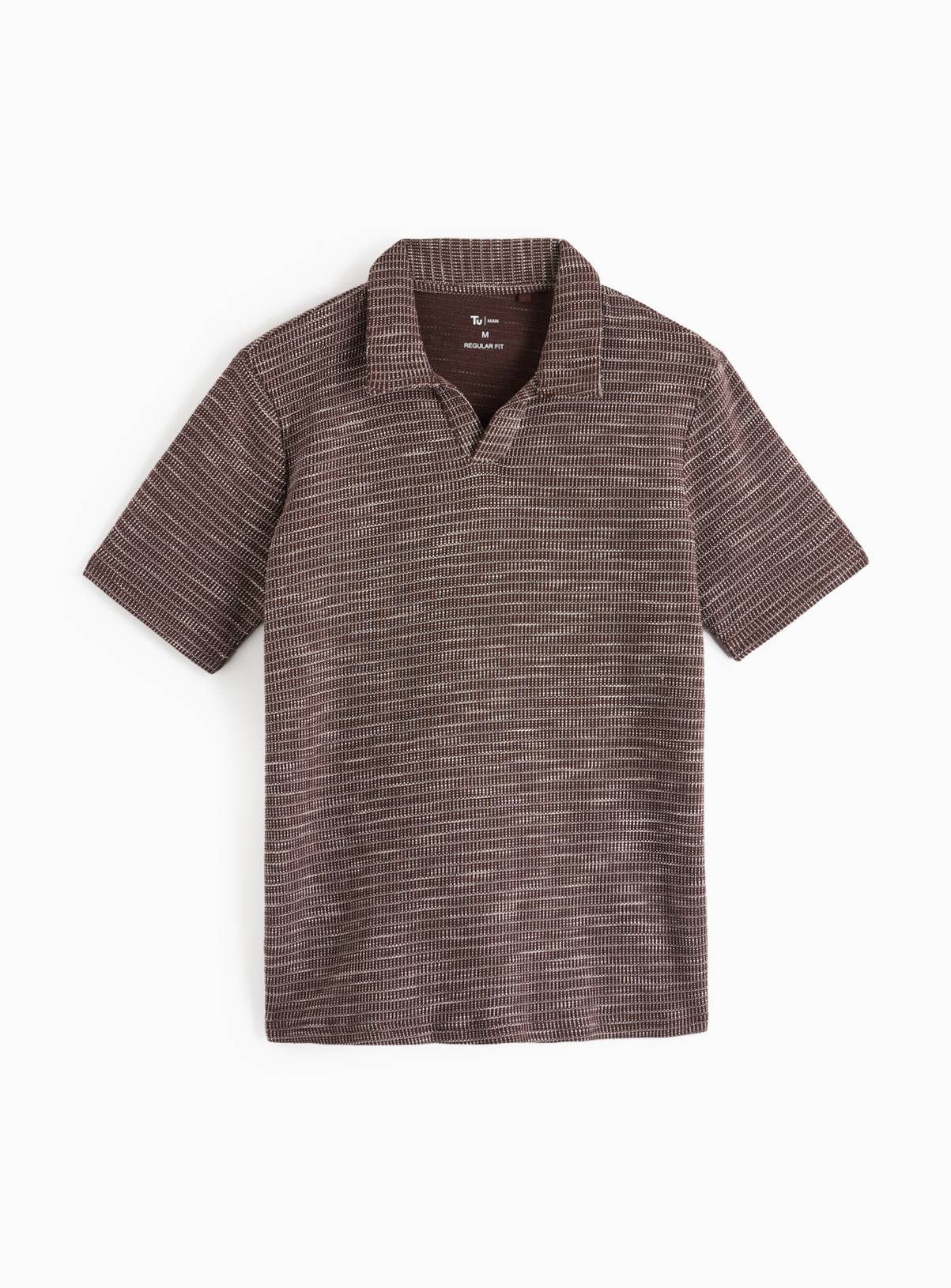 Brown Revere Collar Polo Shirt XL - Image 3