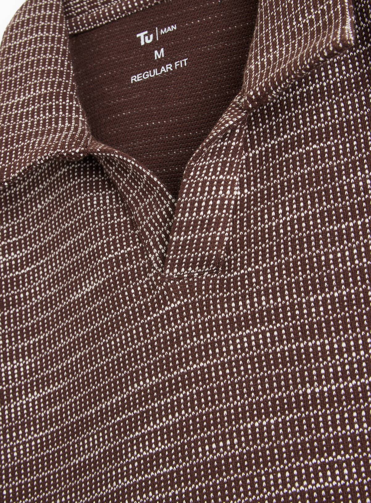Brown Revere Collar Polo Shirt XL - Image 4