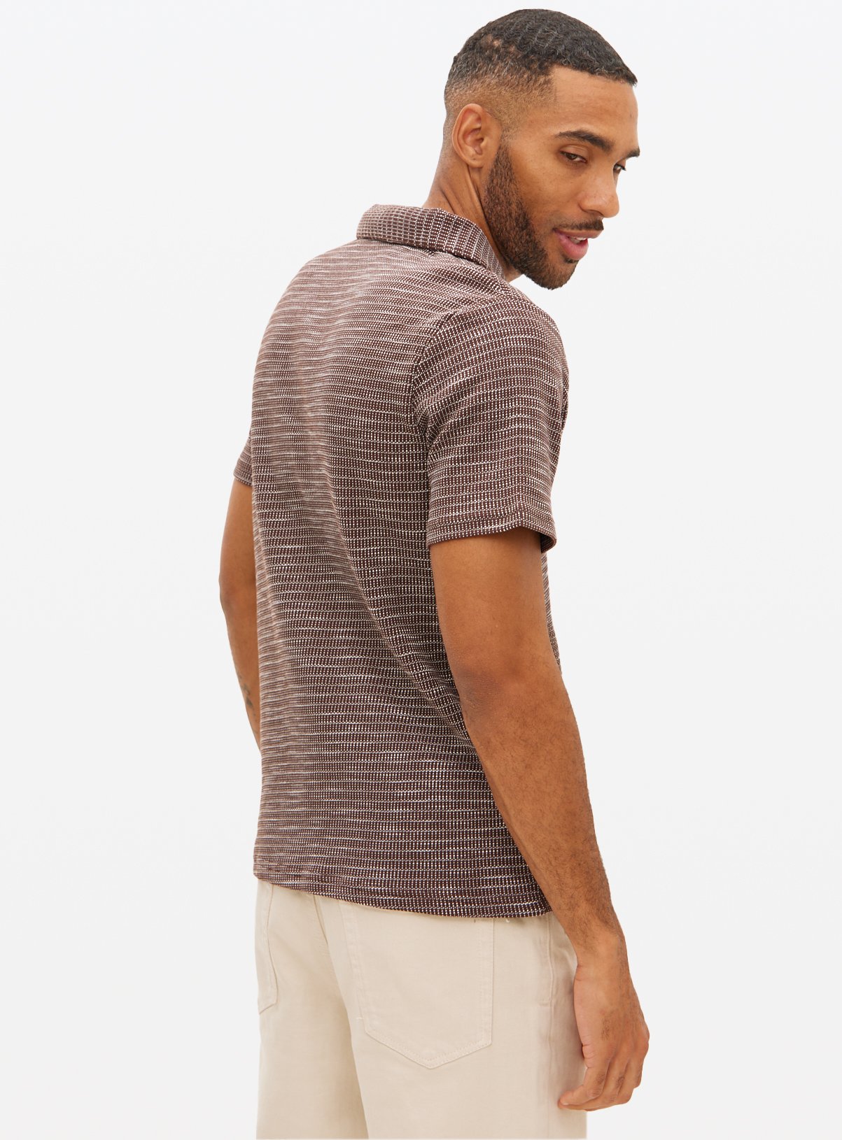 Brown Revere Collar Polo Shirt XL - Image 5 thumbnail