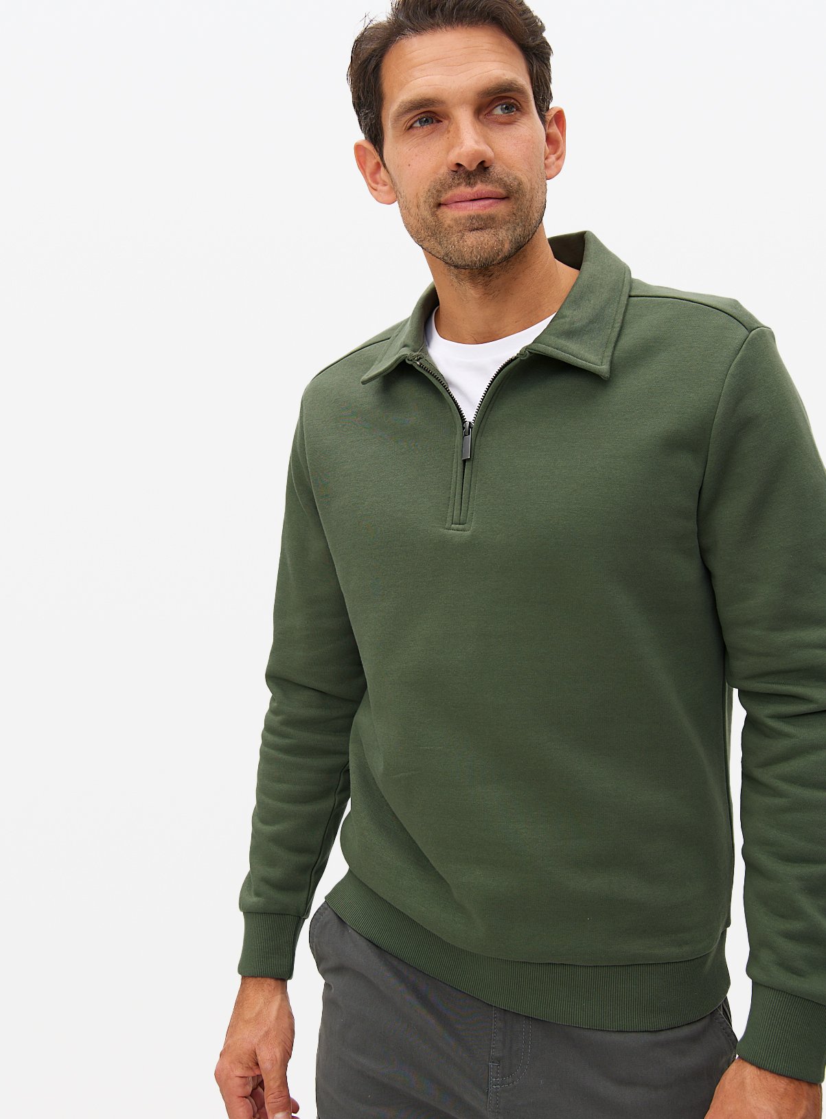 Men's Khaki Quarter Zip Sweatshirt