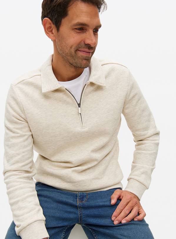 Cream Quarter Zip Sweatshirt L