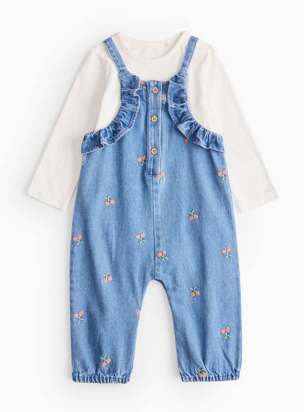 Cherry Denim Dungaree Set Up to 3 mths