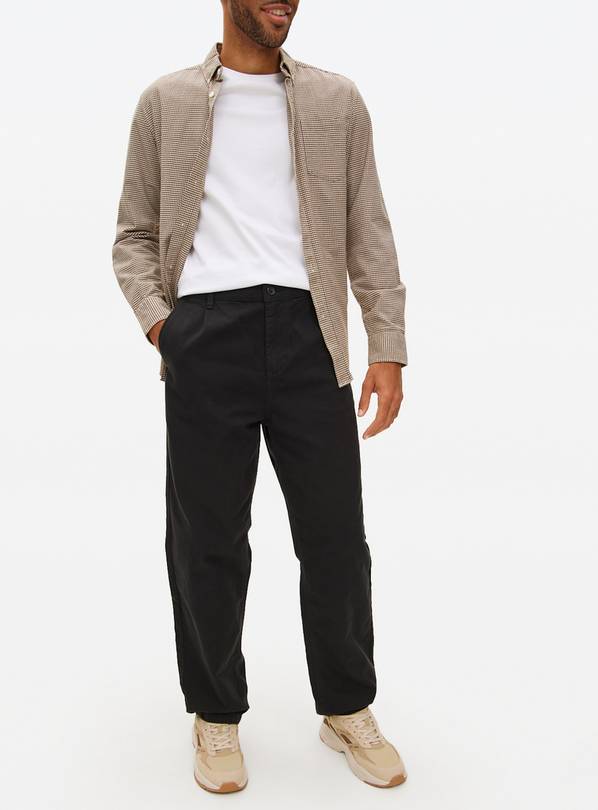 Black Straight Leg Canvas Trousers  40R