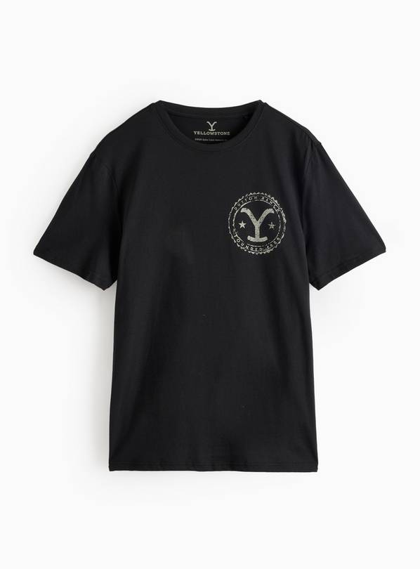 Black Graphic Yellowstone Print T-Shirt M