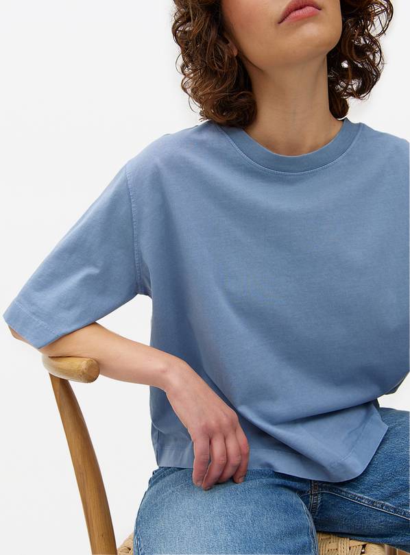 Blue Washed Boxy T-Shirt L