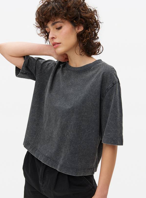 Charcoal Washed Boxy T-Shirt L