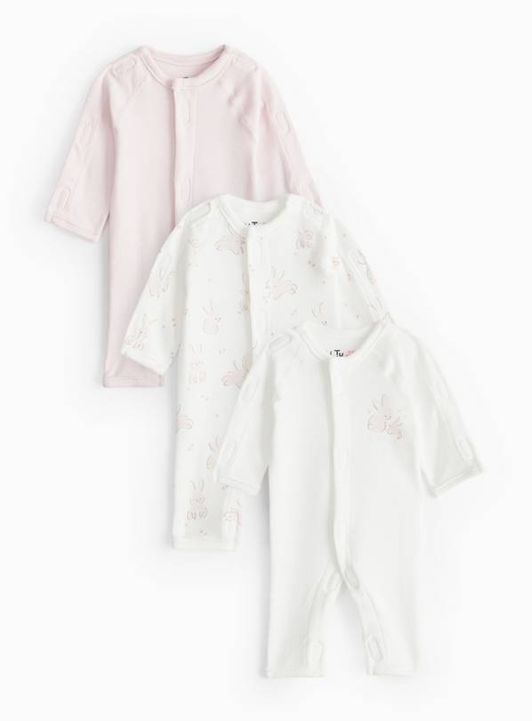 Premature Baby Bunny Print Sleepsuits 3 Pack 2lbs - 0.9kg