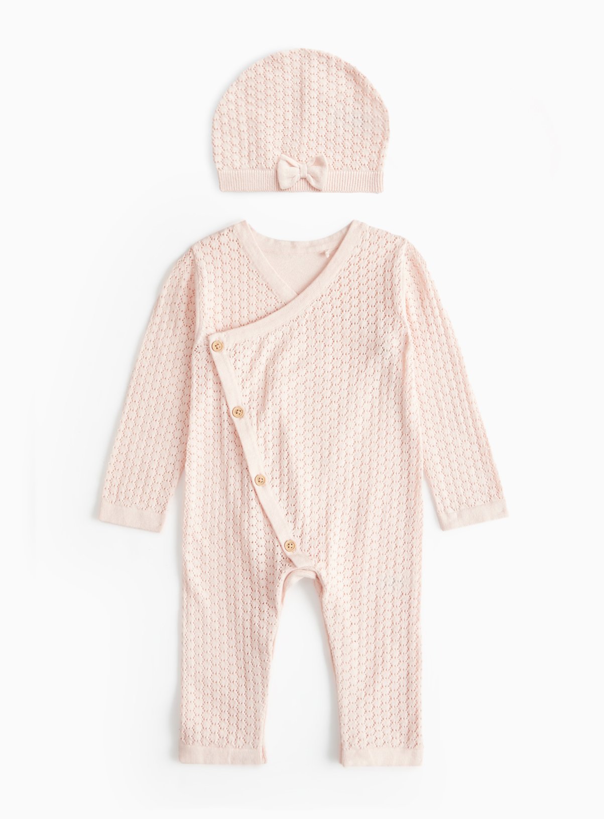 Pink Pink Knitted Romper Set & Hat (12-18 Months) - Tu by Sainsbury's