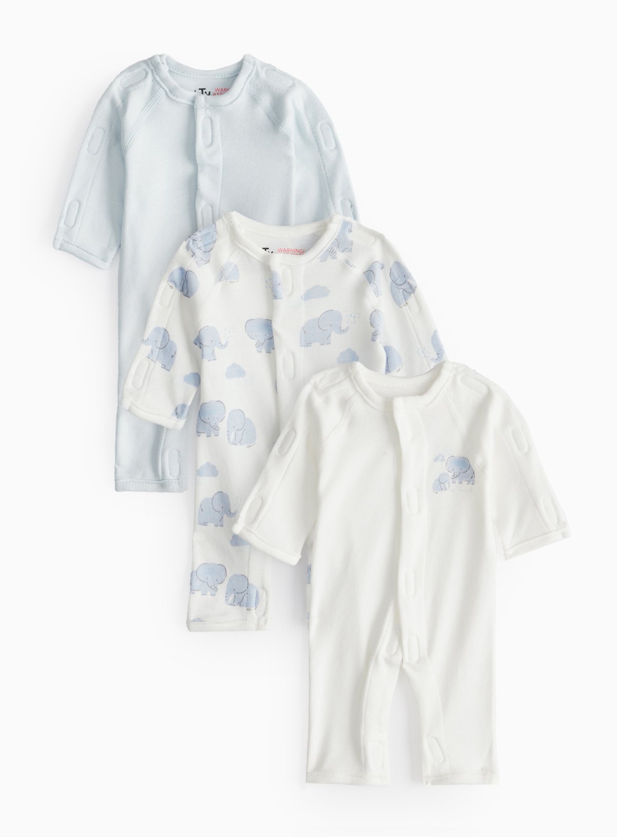 Blue Premature Blue Sleepsuits 3 Pack - Tu by Sainsbury's