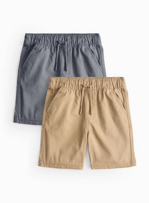 Beige & Navy Shorts 2 Pack 1-2 years