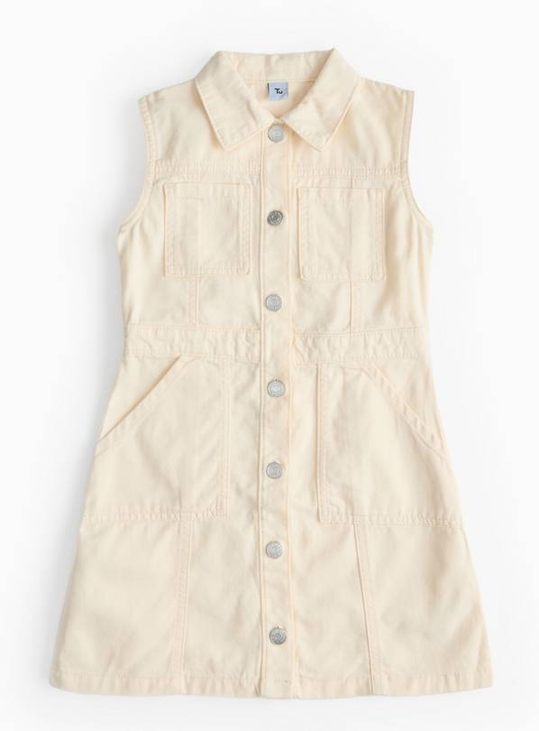 Cream Sleeveless Denim Dress 5 years