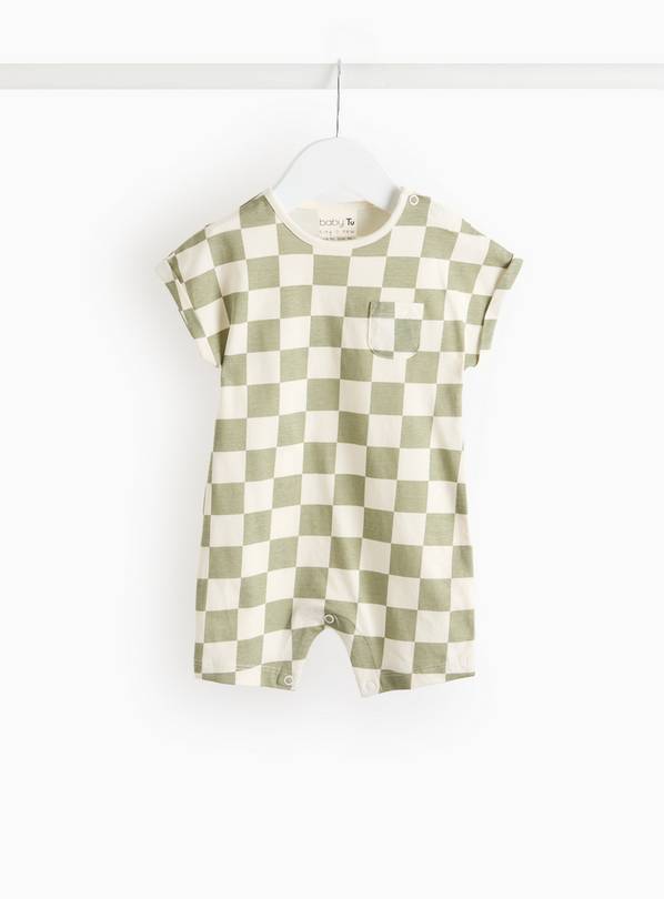 Green Chequered Print Romper 9-12 months