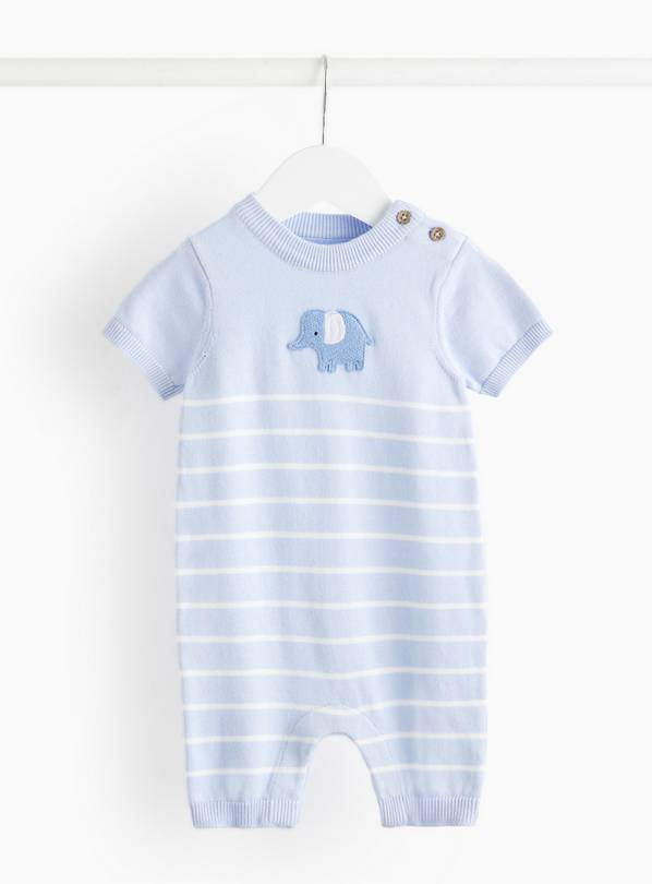 Blue Short Sleeve Knitted Romper 9-12 months