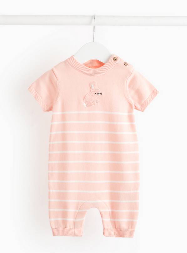 Pink Short Sleeve Knitted Romper 3-6 months