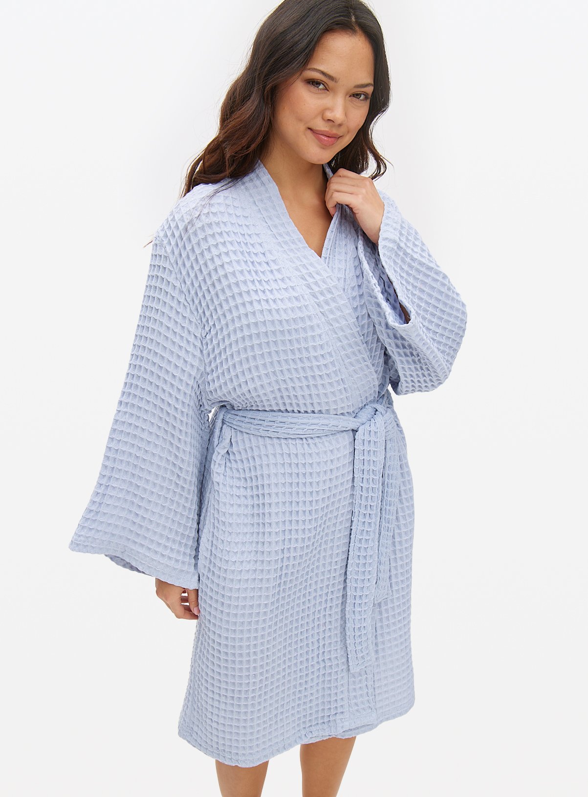 Blue Waffle Cotton Dressing Gown