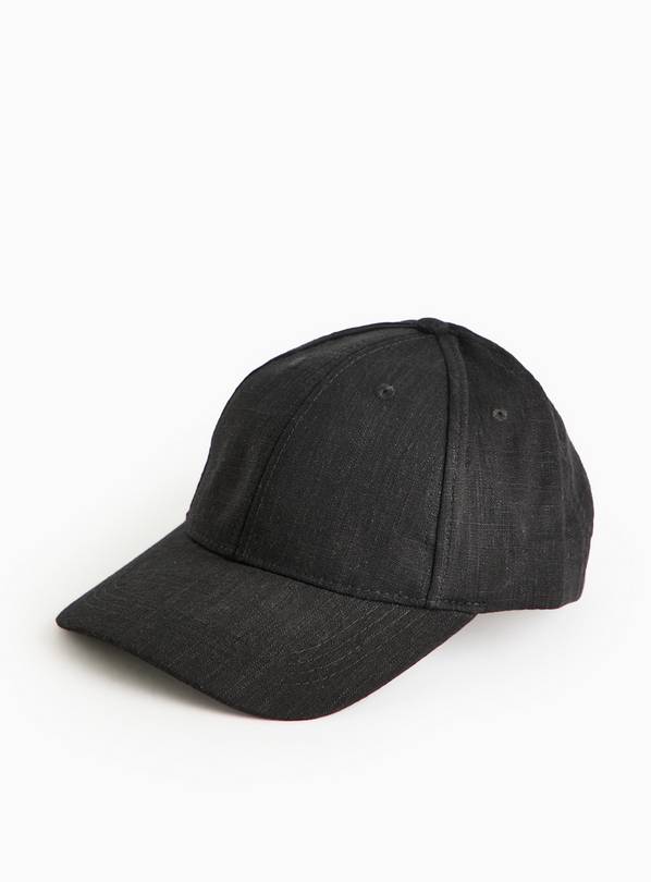 Black Linen Blend Cap  One Size