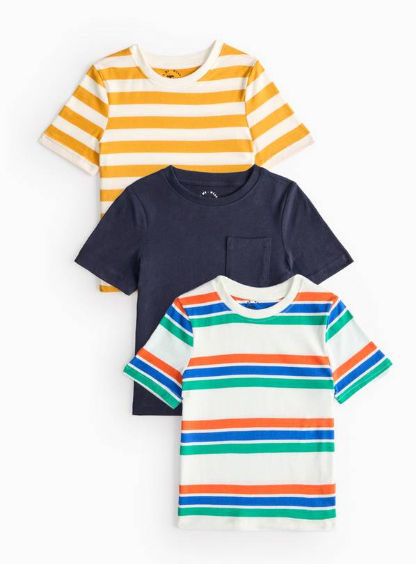 Navy & Stripe T-Shirt 3 Pack 3-4 years