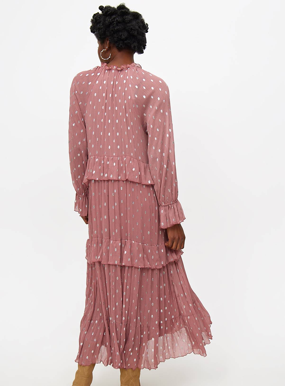 Pink Chiffon Foil Print Midaxi Romantic Dress 22 - Image 4