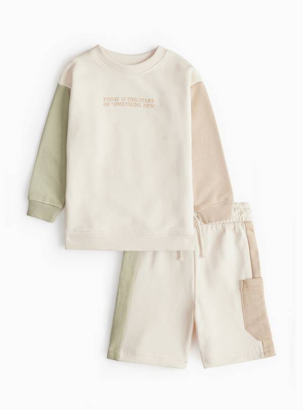 Today Is The Start Of Something New Cream Sweatshirt & Shorts 1-2 years