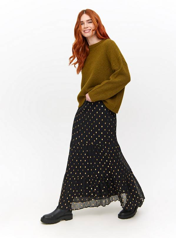 Black Foil Spot Printed Romantic Skirt 18