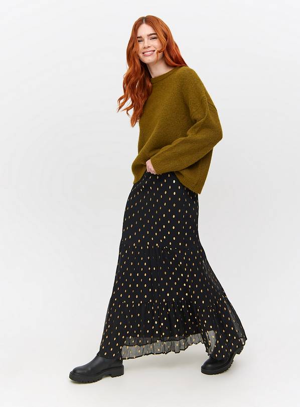 Black Foil Spot Printed Romantic Skirt 12