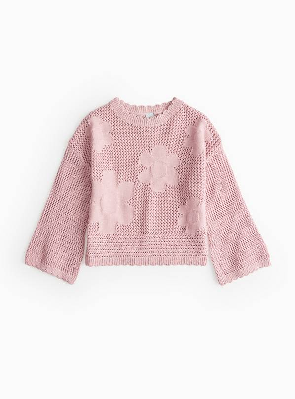 Pink Flower Crochet Look Jumper 5 years