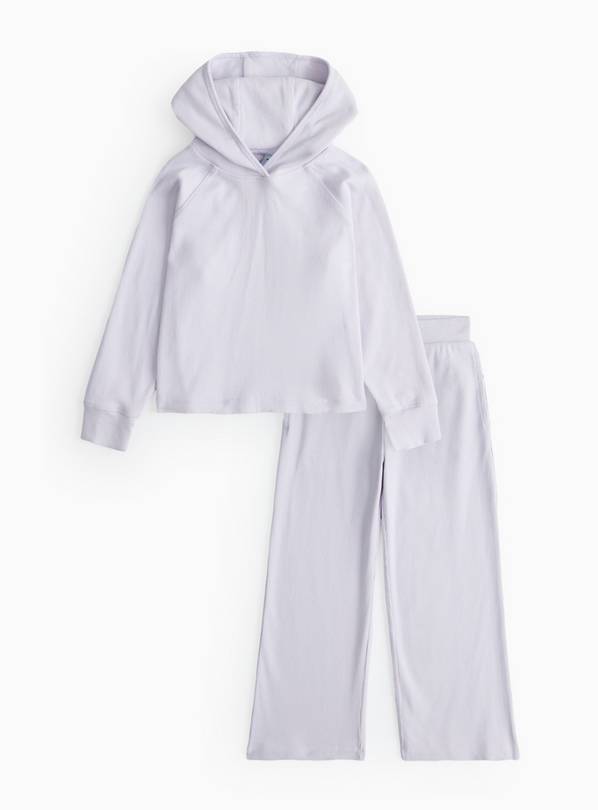 Lilac Ribbed Hoodie & Wide Leg Joggers Set 5 years