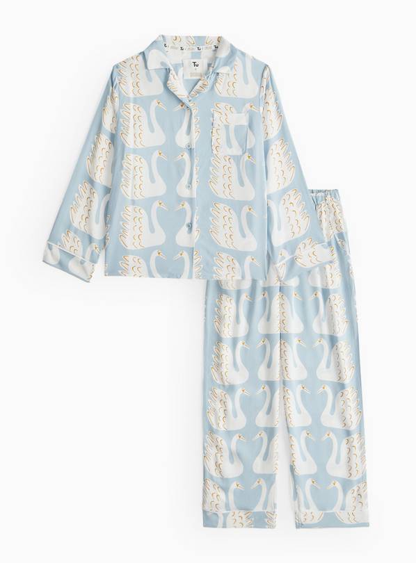 Tu X Scion Mini Me Blue Swan Print Traditional Pyjamas 9-10 years