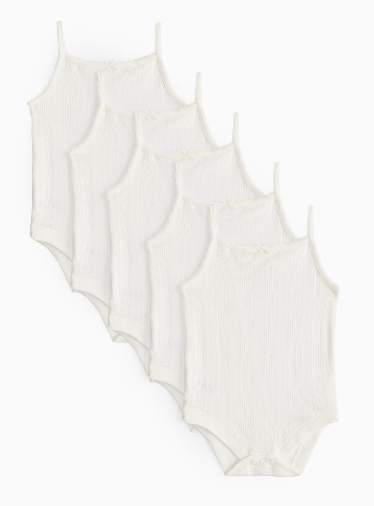 White Pointelle Strappy Bodysuit 5 Pack Newborn - Image 1 thumbnail