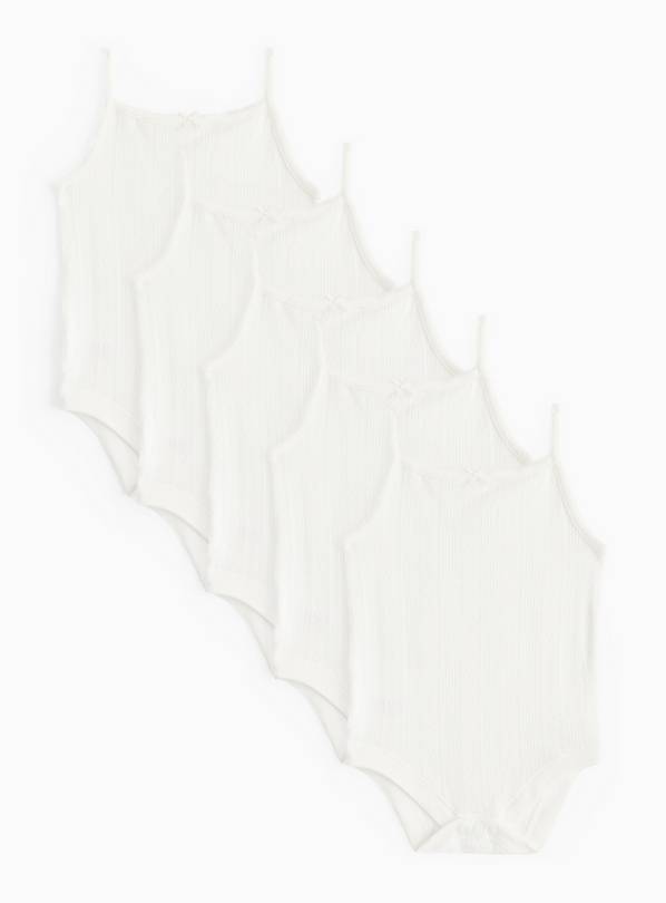 White Pointelle Strappy Bodysuit 5 Pack 2-3 years