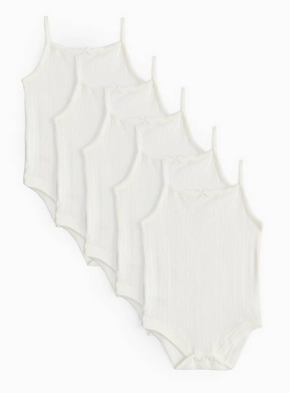 White Pointelle Strappy Bodysuit 5 Pack 6-9 months