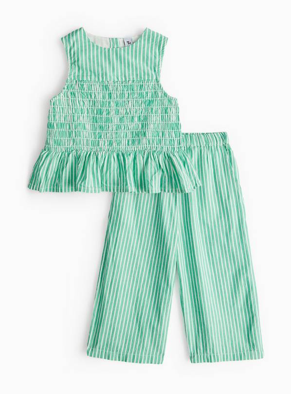 Green Stripe Sleeveless Culotte Set 6 years