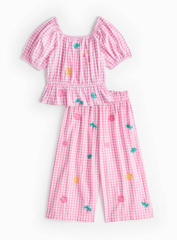 Pink Gingham Top & Trousers Set  5 years