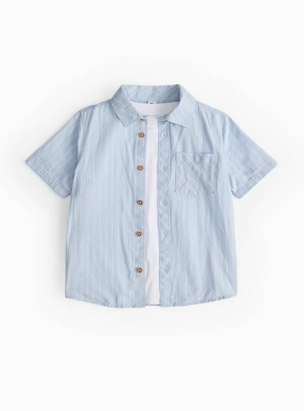 White T-Shirt & Blue Utility Shirt Set 5 years