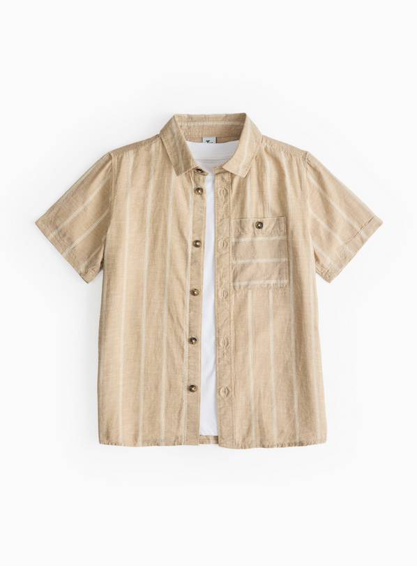 White T-Shirt & Stone Utility Shirt Set  8 years