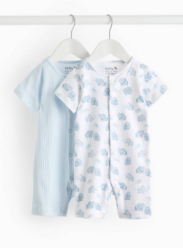 Blue Elephant Print Romper 2 Pack 2-3 years