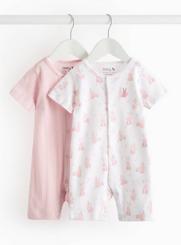 Pink Bunny Print Romper 2 Pack 6-9 months